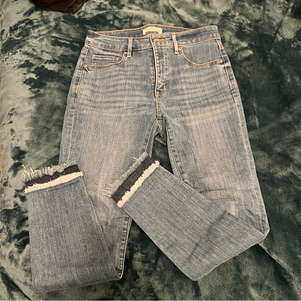 Ann Taylor LOFT Raw Hem Skinny Curvy Jeans